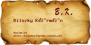 Bilszky Kármán névjegykártya